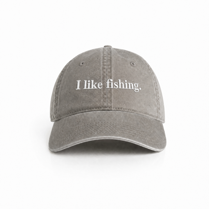 I like fishing. - Faded Grey - Dad Cap