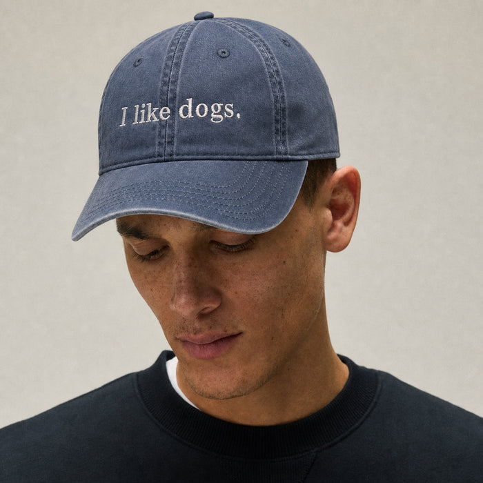 On-model, I like dogs. Faded Midnight dad cap