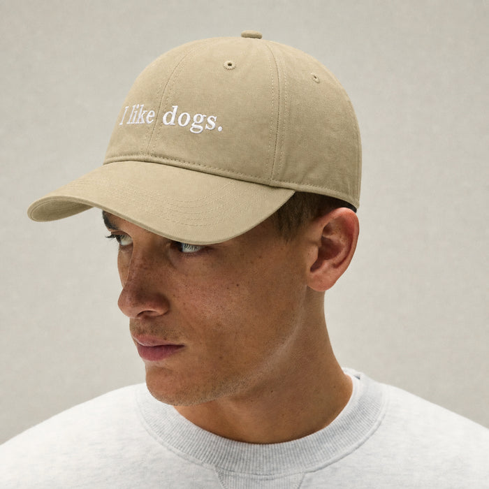 On-model, I like dogs. Khaki dad cap