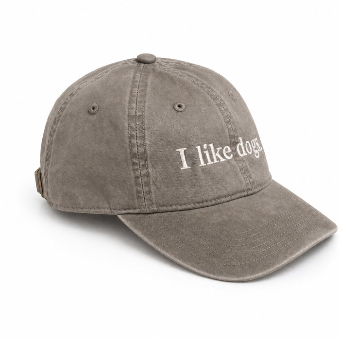 I like dogs. cap in Faded Grey — side view