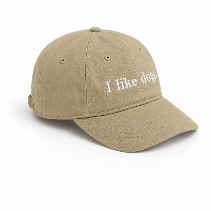 I like dogs. cap in Khaki — side view