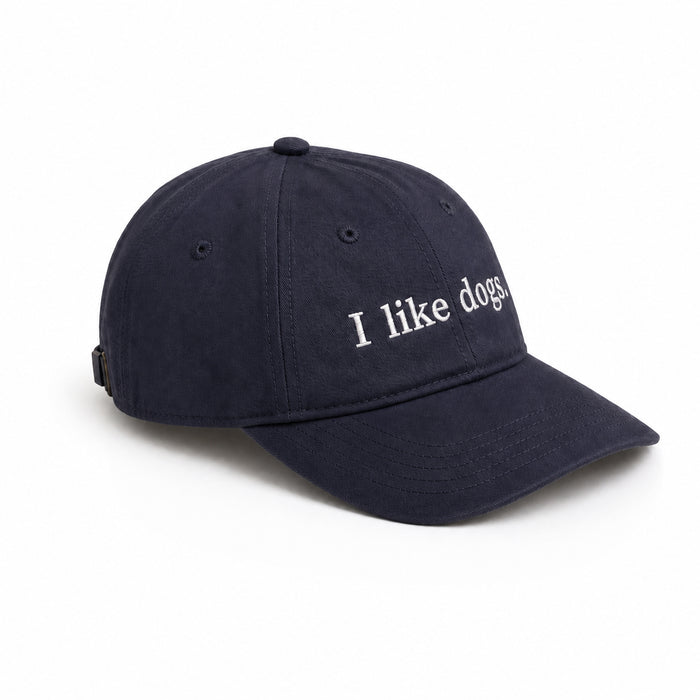 I like dogs. cap in Midnight Blue — side view