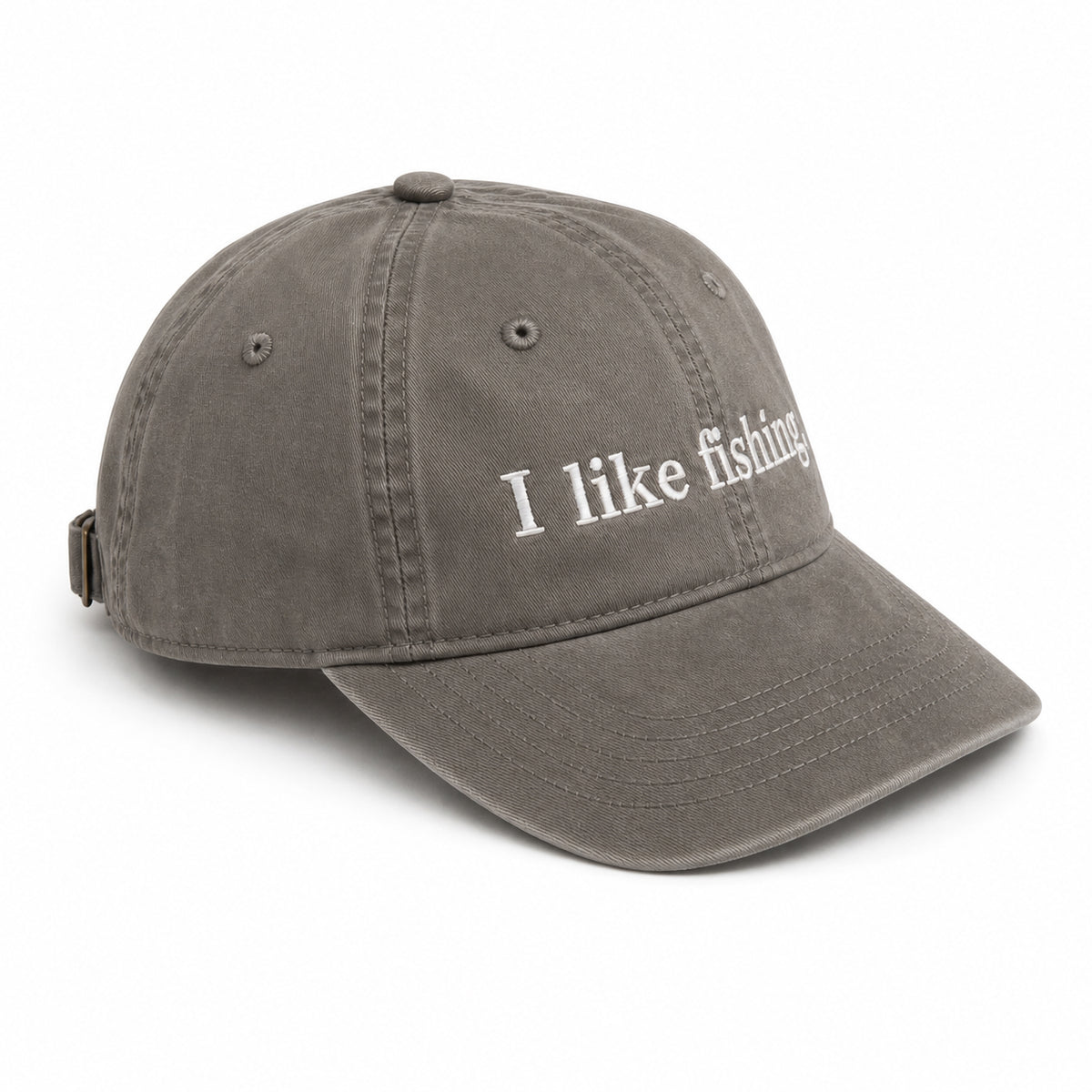 I like fishing. - Faded Grey - Dad Cap