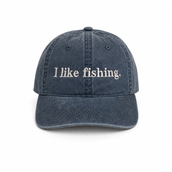 I like fishing. cap in Faded Midnight — front view