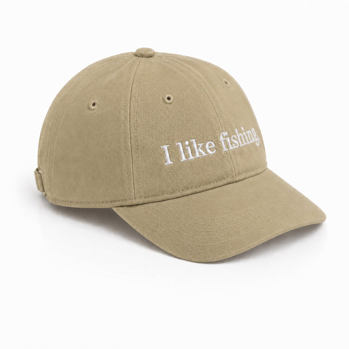 I like fishing. cap in Khaki — side view