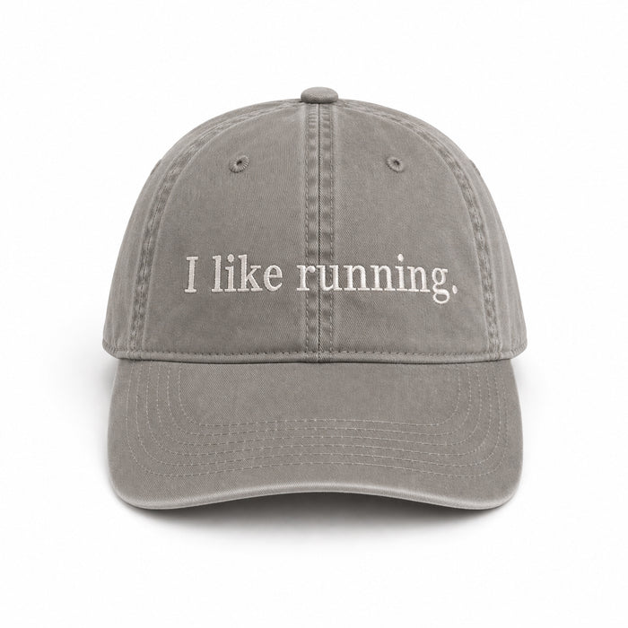 I like running. cap in Faded Grey — front view