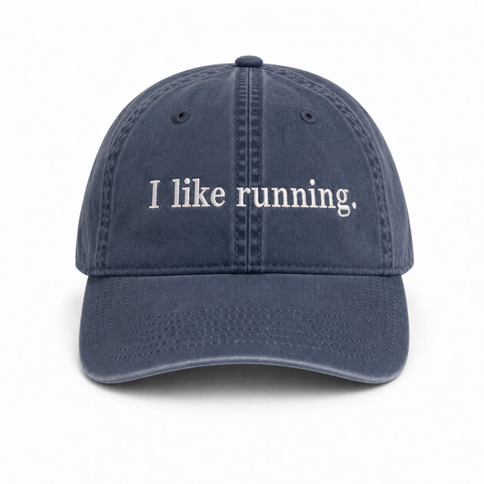 I like running. cap in Faded Midnight — front view